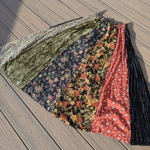 Sale.Patchwork velvet/rayon skirt midi/maxi